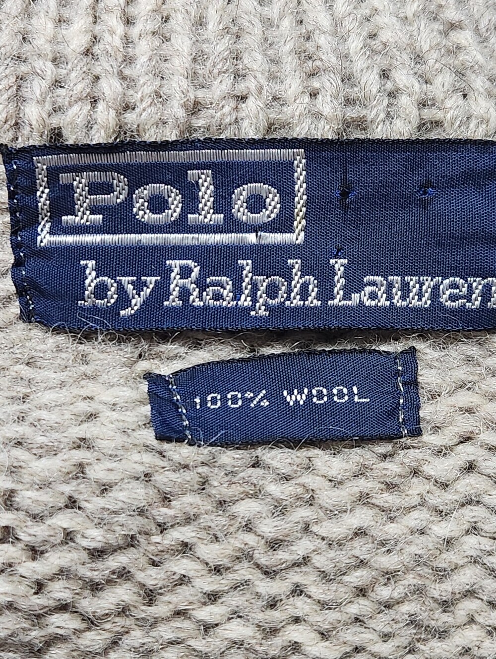 Vintage Polo Ralph Lauren Shawl Collar Wool Cardigan Suede Elbow Patches L - Picture 4 of 16